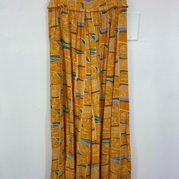 True Destinations Resort Wear Wide Leg Pants Beach Tropical Coverup Yellow M - Picture 2 of 12